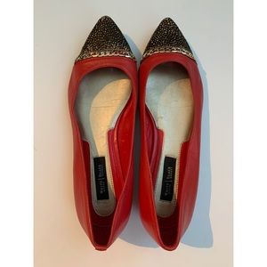 White House Black Market red leather flats